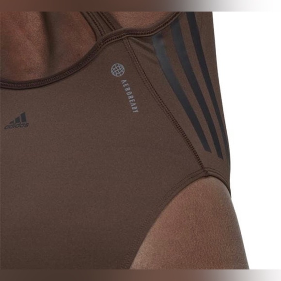 Adidas Women's Train icons 3-Stripes brown Leotard size large new - Picture 5 of 6